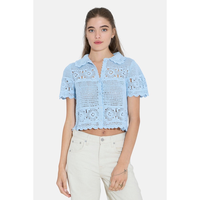 Molly Crochet Shirt Pale Blue|XXS|XS|S|M