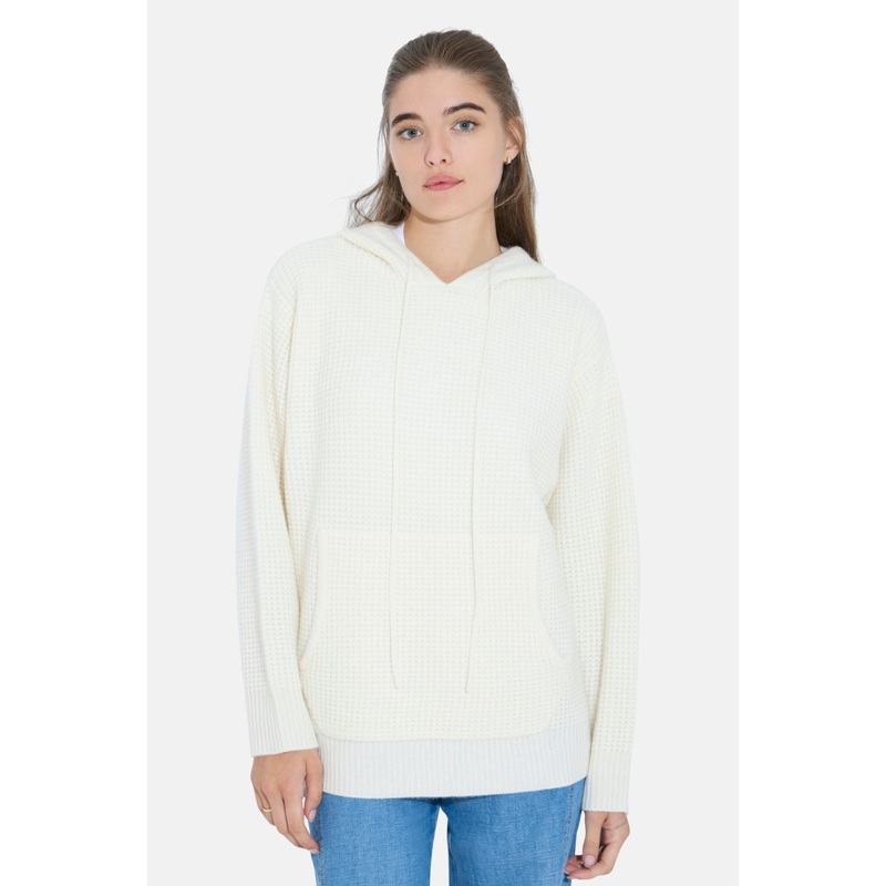 Montecito Waffle Pullover Hoodie White