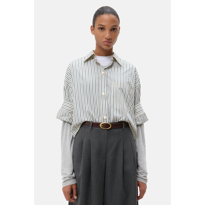 Next Ex Shirt Ivory/Cilantro Stripe