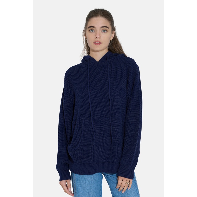 Perry Ribbed Hoodie Navy|XS|S|M|L|XL|XXL