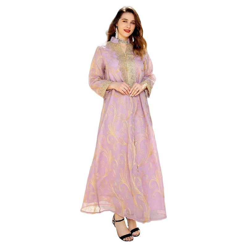 Women Muslims Dress Middle East Robe Full Length Dress Abaya Swing Dress Lady Long Sleeves Dress for Evening Party  Purple M | Fruugo SG