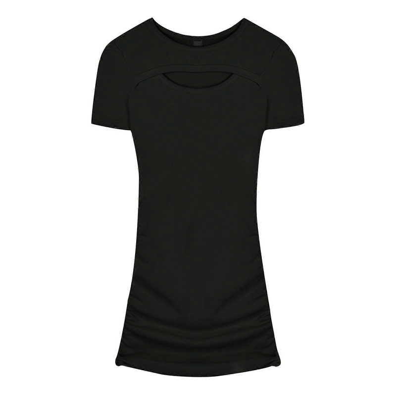 Women’s Casual Bodycon Dresses Ruffled Cutout Chest Hollow Design Short Mini Dress Round Neck Outfits for Party Evening  Black M | Fruugo SG