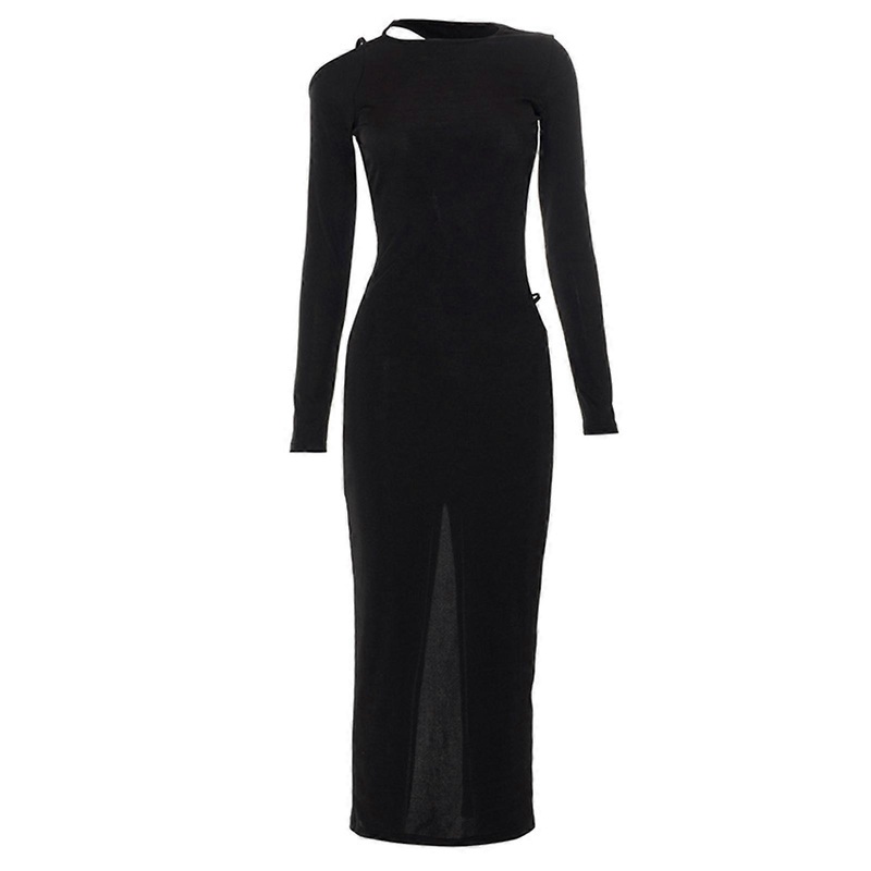 Women’s Cut out Dress Elegant Long Sleeves Dress Sexy Backless Dress Split Lace Up Vacation Dress Cocktail Party Dress  Black M | Fruugo SG