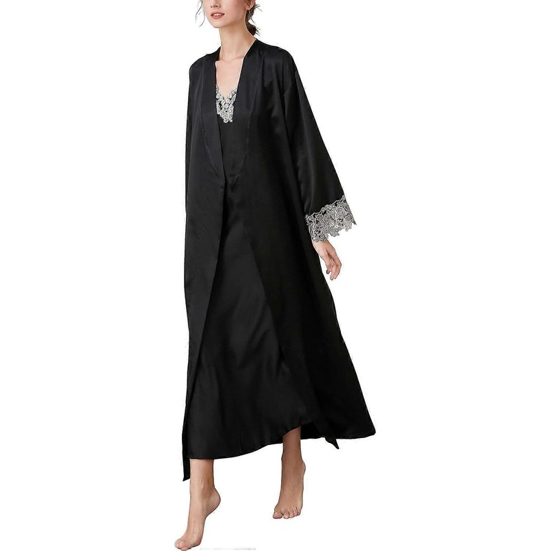 2025 Latest Model  Women’s 2 Piece Satin Nightgown and Robe Sexy Silk Lace | Fruugo SG
