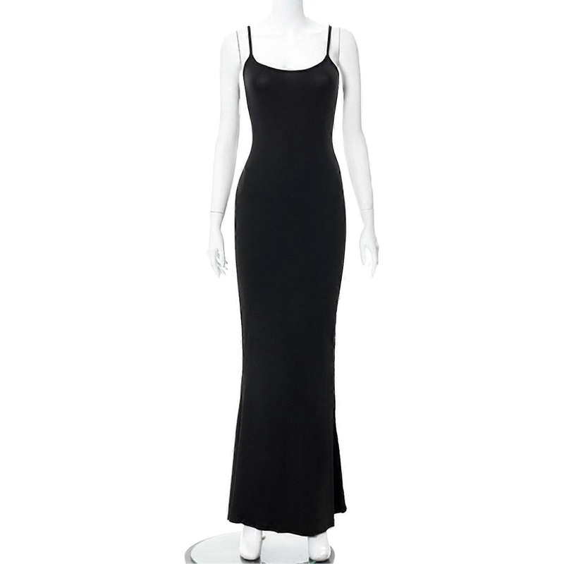 Bodycon Spaghetti Maxi Dress High Waist Elegant Sleeveless Slim Tight Spaghetti Strap Maxi Dress for Lady Black XS_-sy_-sy | Fruugo SG