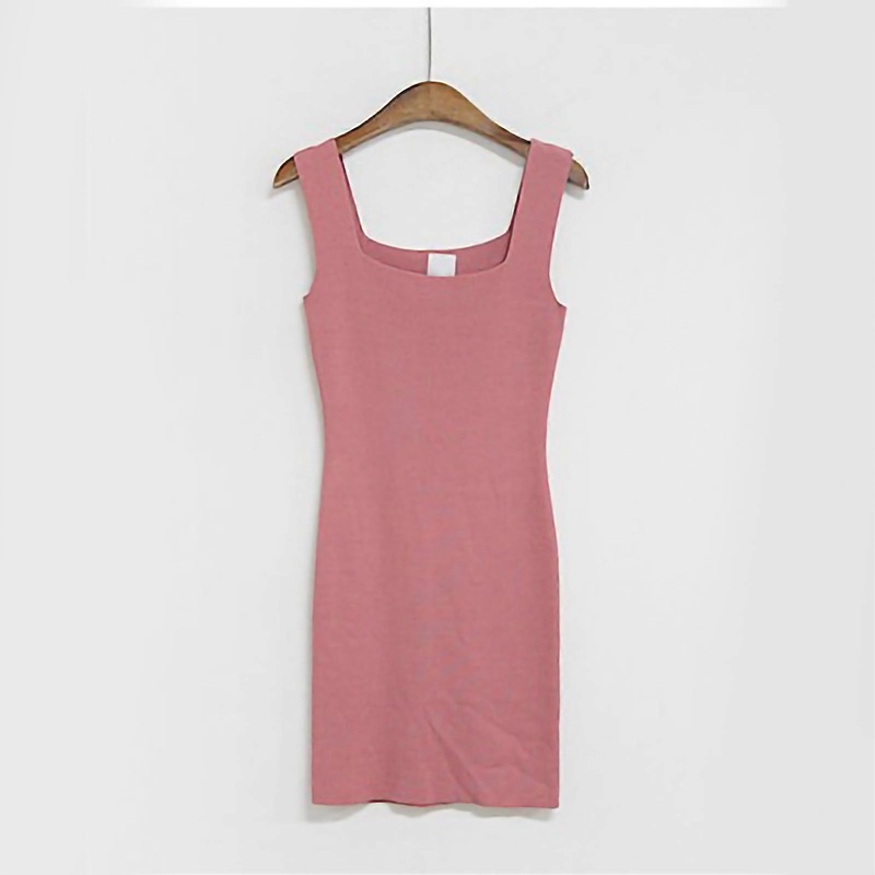 Fashionable Spaghetti Strap Dress Cotton Bodycon Dress One Piece Dress for WomenPink Free Size_-sy_-sy | Fruugo SG