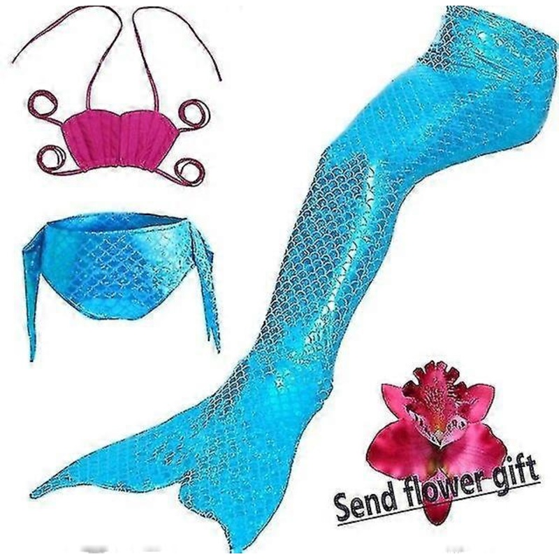 Girls Swimmable Mermaid Tail Princess Dress With Monofin Kids Holiday | Fruugo SG