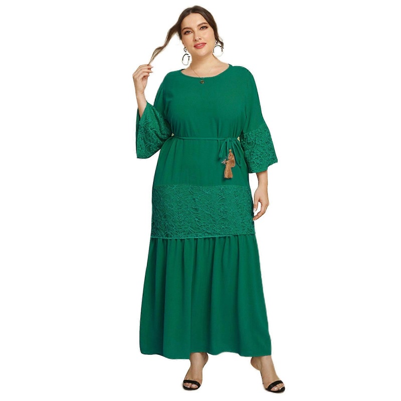 Simple Summer Midi Dress Women Lace Casual Beach Flare Sleeve Loose Fit Dress Skin-friendly for Daily Party Home Outdoor  Green XXL | Fruugo SG