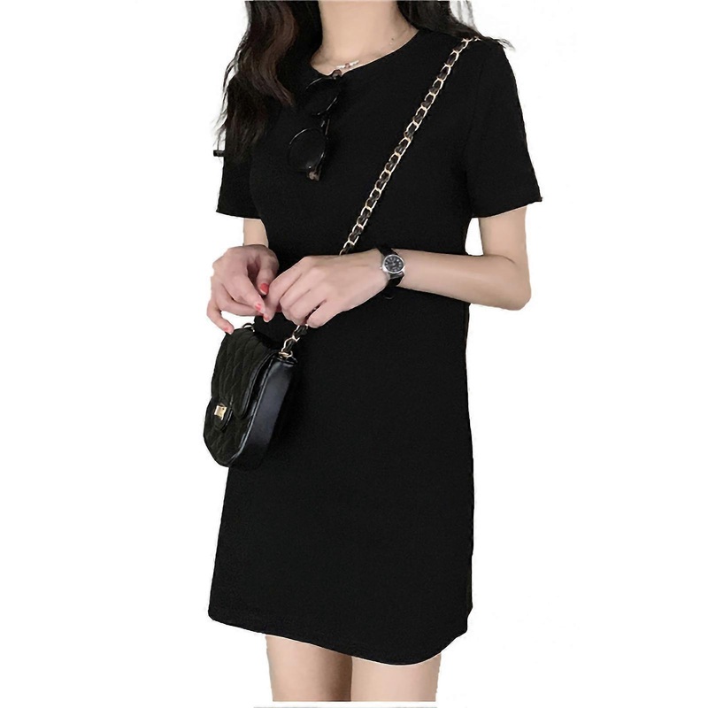 Women Casual Dress Summer Girls Student Solid Color Stylish Elegant Short Sleeve Loose DressBlack L_-sy_-sy | Fruugo SG