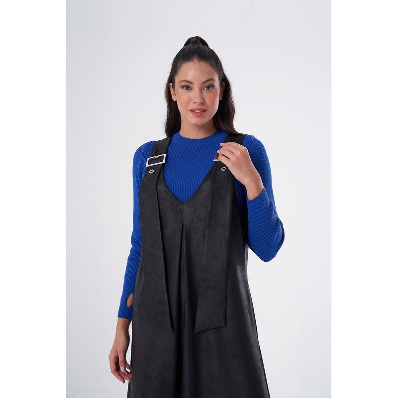 Leather Detail Clasp Black Gilet | Fruugo SG