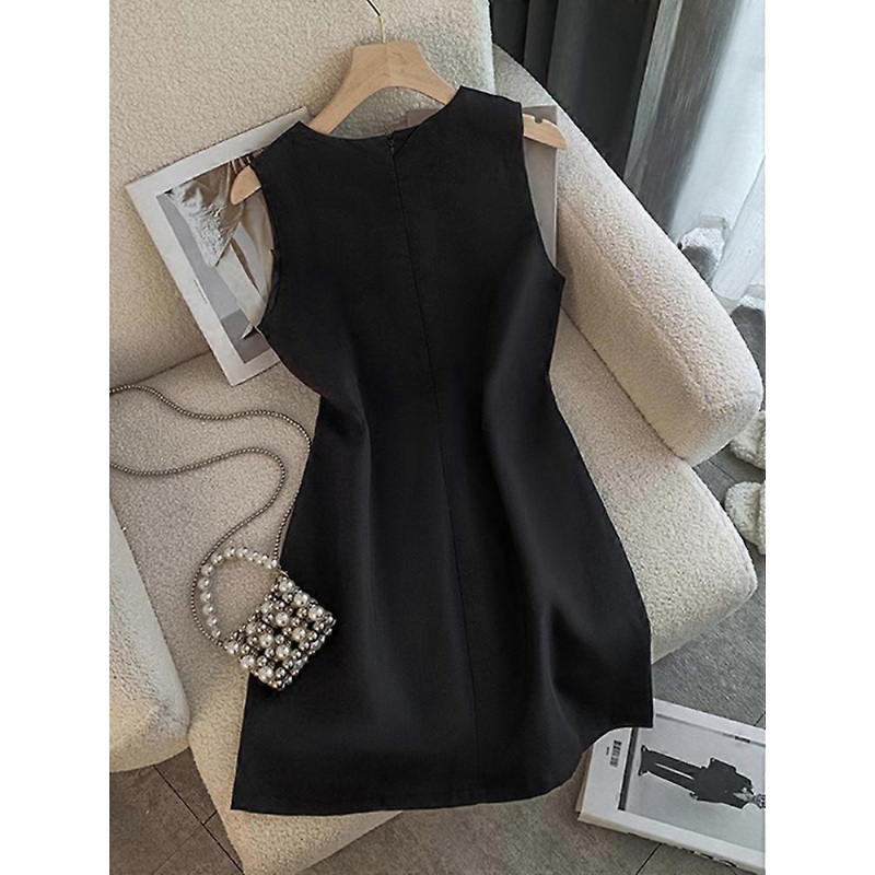 O-Neck Solid Color Short Dress Elegant Sleeveless Mini Dresses 2024 New in A-Line Office Lady Spring/Summer Women Clothes | Fruugo SG
