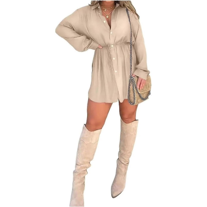 Satin Covered Nights Romper Dress Set, Solid Satin Collar Neck Romper Dress With Tie, Casual Loose Sexy V Neck Shirt-Good | Fruugo SG