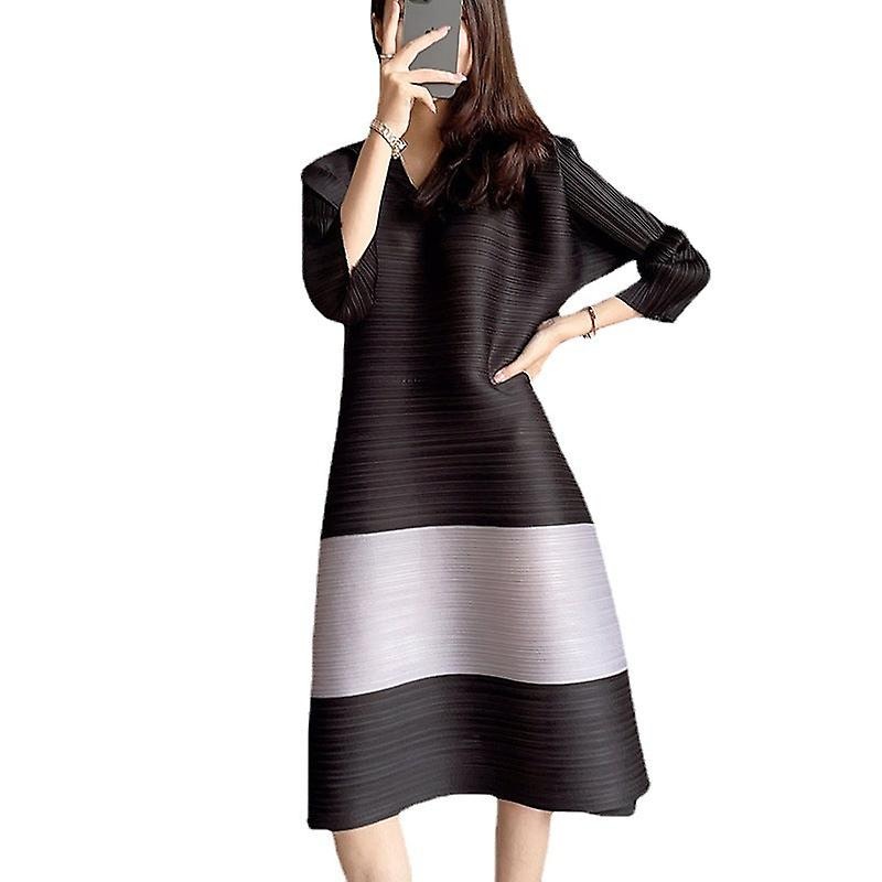 Women Girls Dress Trendy Fold Split Drawstring Waist  Female Temperament Stitching Loose | Fruugo SG