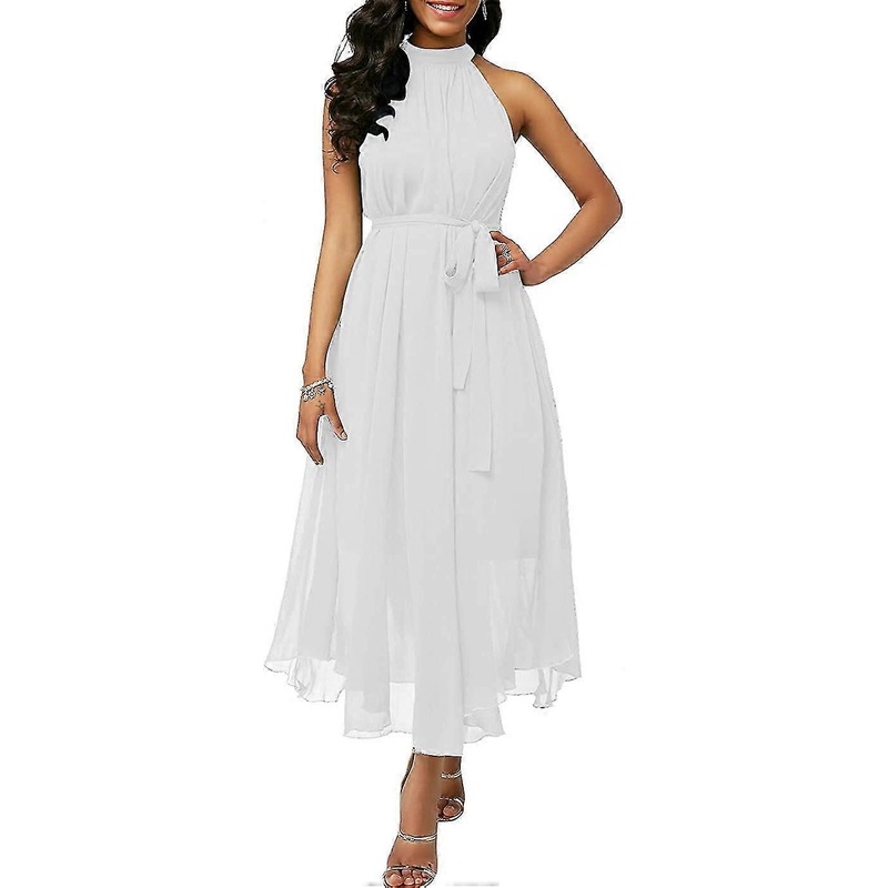 Women’s Summer Halter Neck Sleeveless Party Beach Maxi Chiffon  S-2xl | Fruugo SG