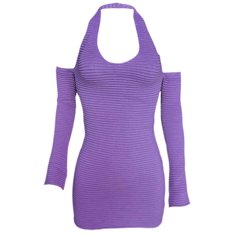 Women Warm Autumn Tunic Knit Short Sweater Dress for T Shirt U Neck Long Sleeve Slim Dress Hip Sweater Dress Mini Sexy D  Purple XL | Fruugo SG