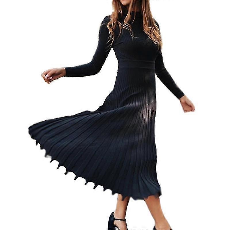 Womens Mock Neck Slim Fit Pleated Ribbed Knit Dress-MXBC | Fruugo SG