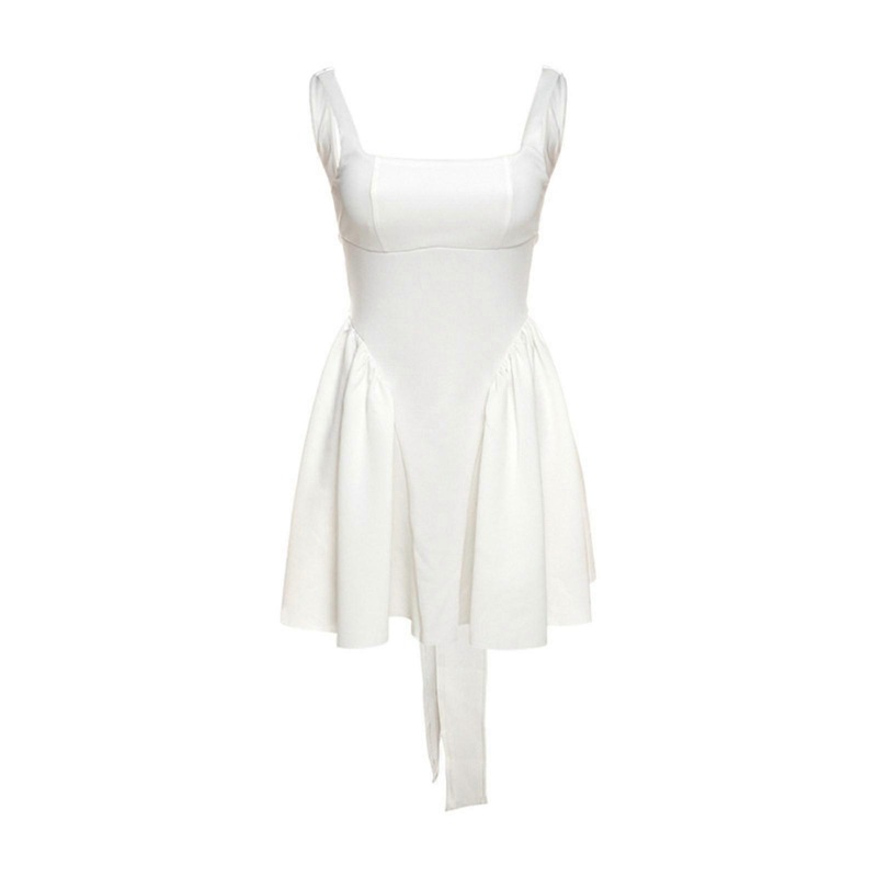 Fashion Square Neck Wrap Dress for Casual Outings High Waist Backless Sleeveless Women Dresses Butterfly Detail  White S | Fruugo SG