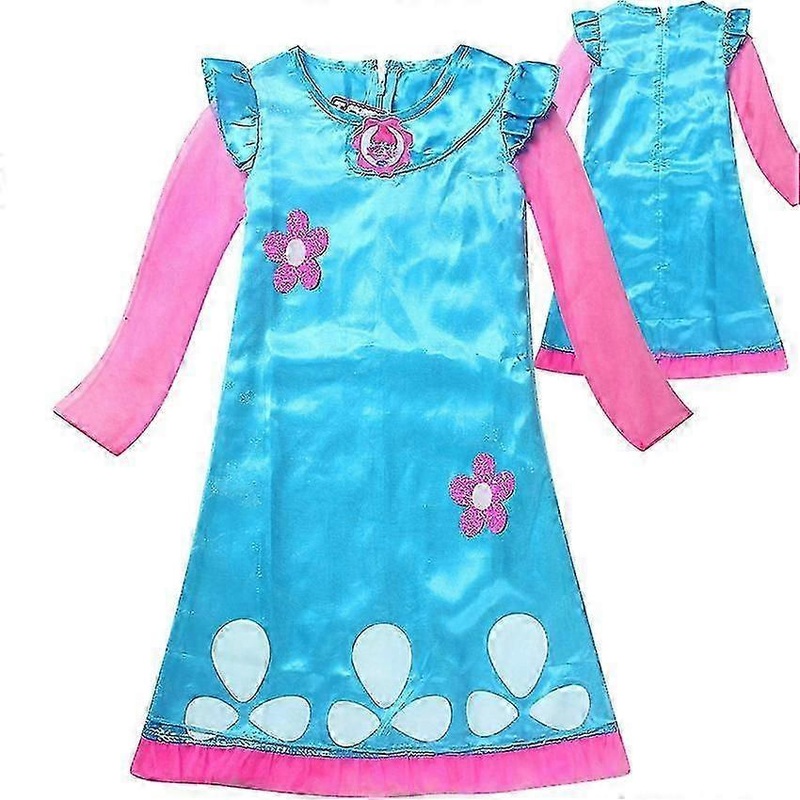 Girls Dresses Trolls Poppy Cosplay Costumes Dress For Girls Streetwear Halloween Clothes Kids Necklace Wig Fancy Girl Dress | Fruugo SG