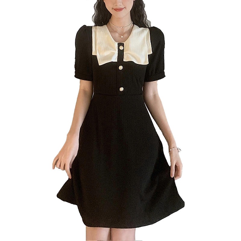 Girls Mini Dress Short Sleeve High Waist A Line Women Summer Mini Dress for Daily Party Dating Black L_-sy_-sy | Fruugo SG