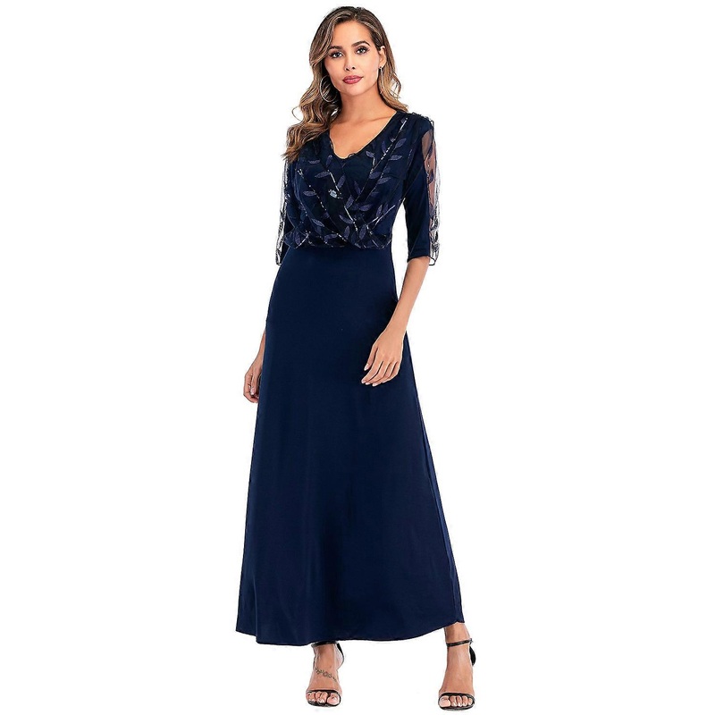 JWL-A Line Grey Mother of the Bride Dress Elegant Jewel Neck Chiffoon Lace Half Sleeve Vestido Longo Festa De Casamento | Fruugo SG