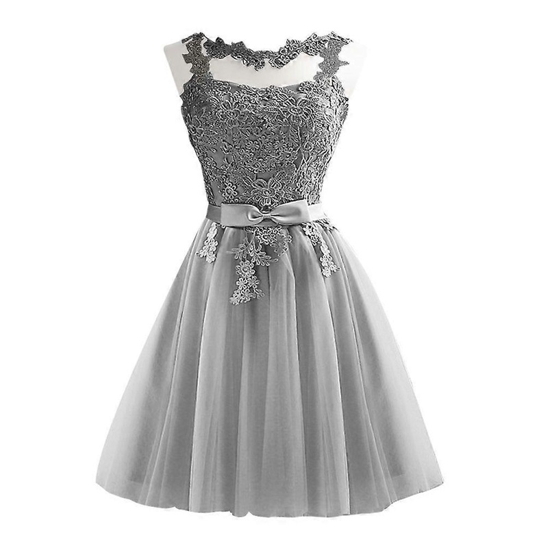 Lace Bridesmaid Party Dress Short Prom Evening Dress Bridesmaid Wedding Pageant Dresses (Grey, Size XL) | Fruugo SG