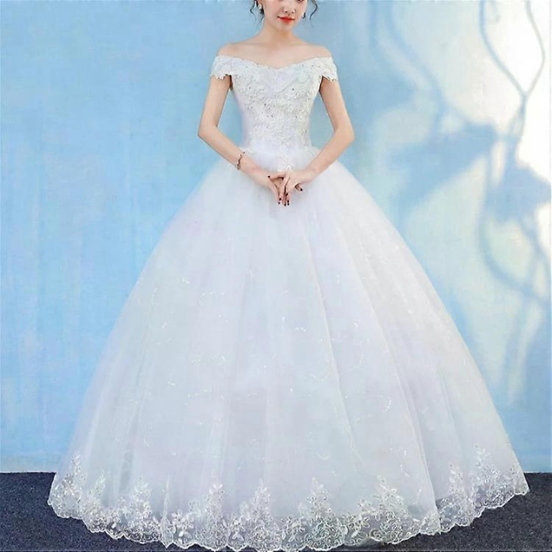 Off Shoulder Lace Wedding Dress-Retro Elegant Princess Style XXXL | Fruugo SG