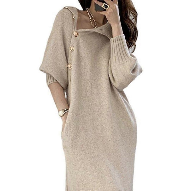 Sweater Dress Women’s High Collar Long Sleeve Casual Knitted Sweatshirt Warm Winter and Autumn | Fruugo SG
