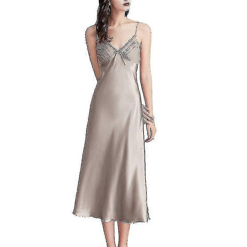 Womens Satin Nightgowns Long Chemise Sexy Sleeveless Side Slip Nightdress Spaghetti Strap Sleepwear Gd | Fruugo SG