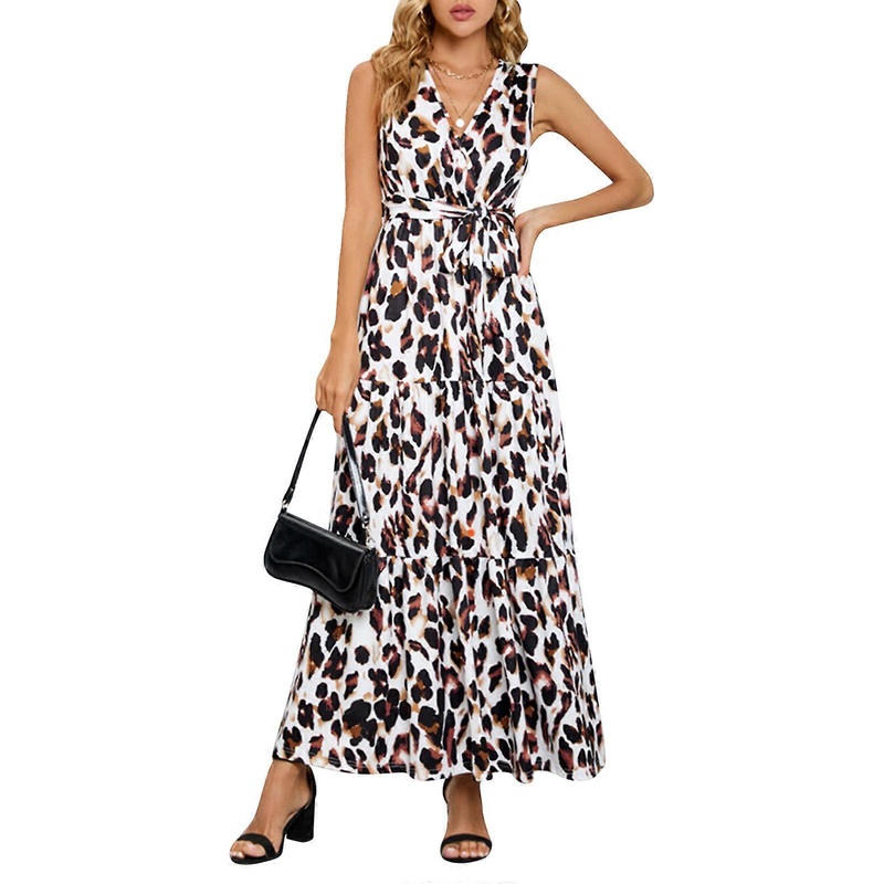 Boho Long Maxi Dress Summer Boho Maxi Dress Leopard Maxi Dress ALine Long Dress Deep VNeck Dress Bohemian Beach Dress  White XL | Fruugo SG