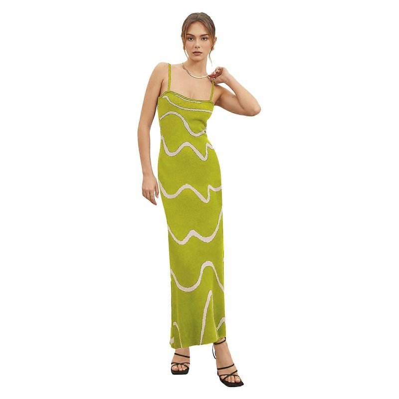 Casual Lounge Slip Long Dress Chic Striped Print Sexy Maxi Dresses Suitable for Daily Wear and Work  Green L | Fruugo SG