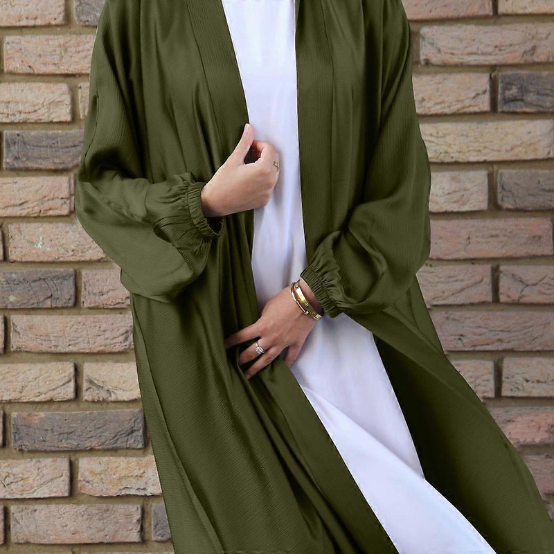 Eid Abaya Dubai Soft Puff Sleeves Muslim Dress Satin Abayas for Women Turkey Hijab Dress Islam Abayas with Belt Djellaba Femme | Fruugo SG