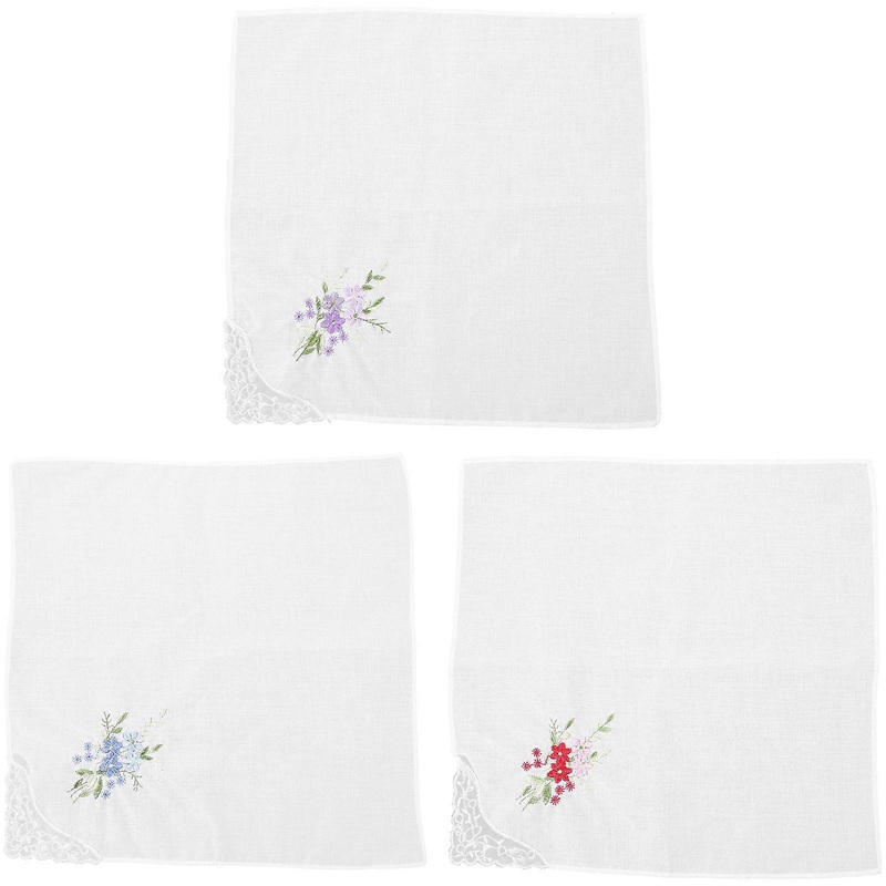 Flower Women Handkerchief Vintage Style Cotton present Giving 3Pcs | Fruugo SG
