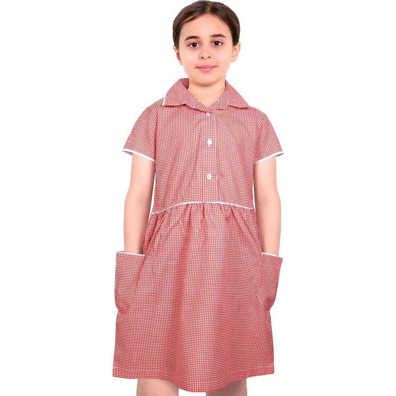 Kids Girls Gingham School Dress Check Dresses With Matching Scrunchies 2-14 | Fruugo SG