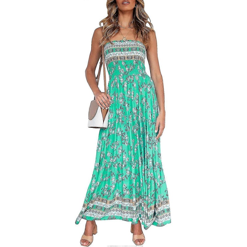 Women’s Summer Bohemian Floral Printed Strapless Beach Party Long Maxi  S-2xl | Fruugo SG