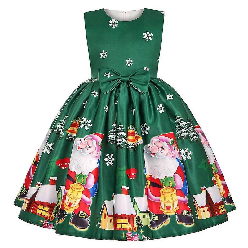Christmas Kids Girls Sleeveless A-Line Dress Santa Claus Print Bowknot Swing Skater Dresses Evening Xmas Party Ball Gown | Fruugo SG
