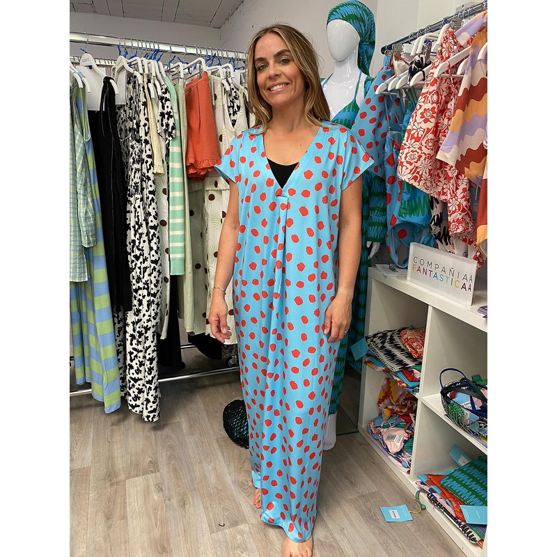 Compania Fantastica Beach Blue polka dot tunic dress | Fruugo SG
