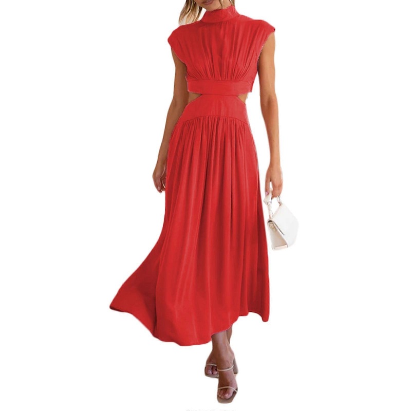 Elegant Hollow Out Waist Wedding Long Dress Woman Short Sleeve Dress Party Evening Prom Hollow Out Waist Lady Dress  Red XL | Fruugo SG