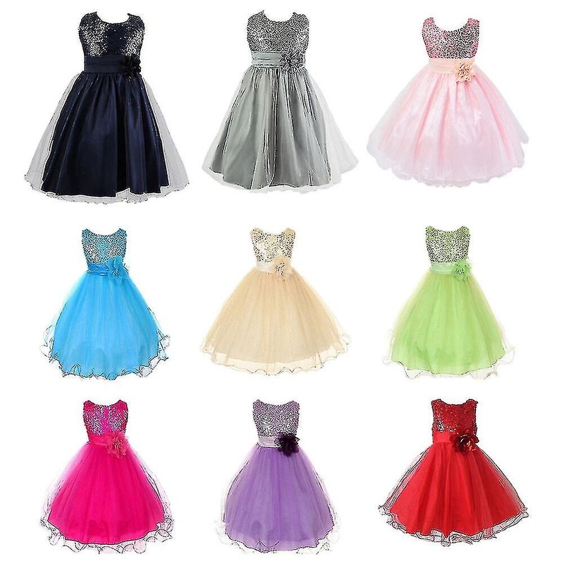 Girls Bridesmaid Dress Kids Baby Flower Party Sequins Dresses Wedding Princess | Fruugo SG