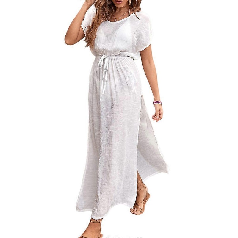Ladies Short Sleeves Maxi Dress Sexy Side Split Dress Women Holiday Party Dress | Fruugo SG