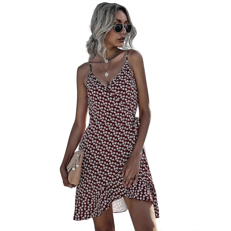 Women’s Sling Dress Printed Irregular Ruffle Sexy One-piece Dress | Fruugo SG