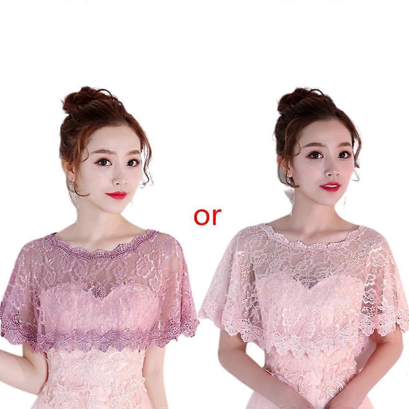 Womens Summer  Floral Lace Cape Wrap Crochet Sheer Pleated Wedding bridal  Purple | Fruugo SG