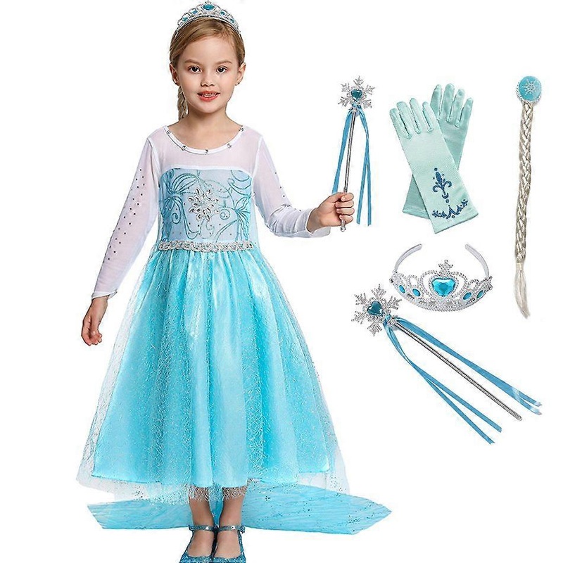 14 Elsa Dress set# Princess Dress for Girls Anna Elsa Costume Cosplay Jasmine Tangled Snow White Tianna Dress Gown Snow Queen 2 Christmas Clothing | Fruugo SG