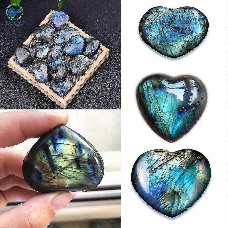 3 Pcs Natural Labradorite Plam Stones, Healing Crystal Gemstones Heart Polished Moonstone Worry Stone | Fruugo SG