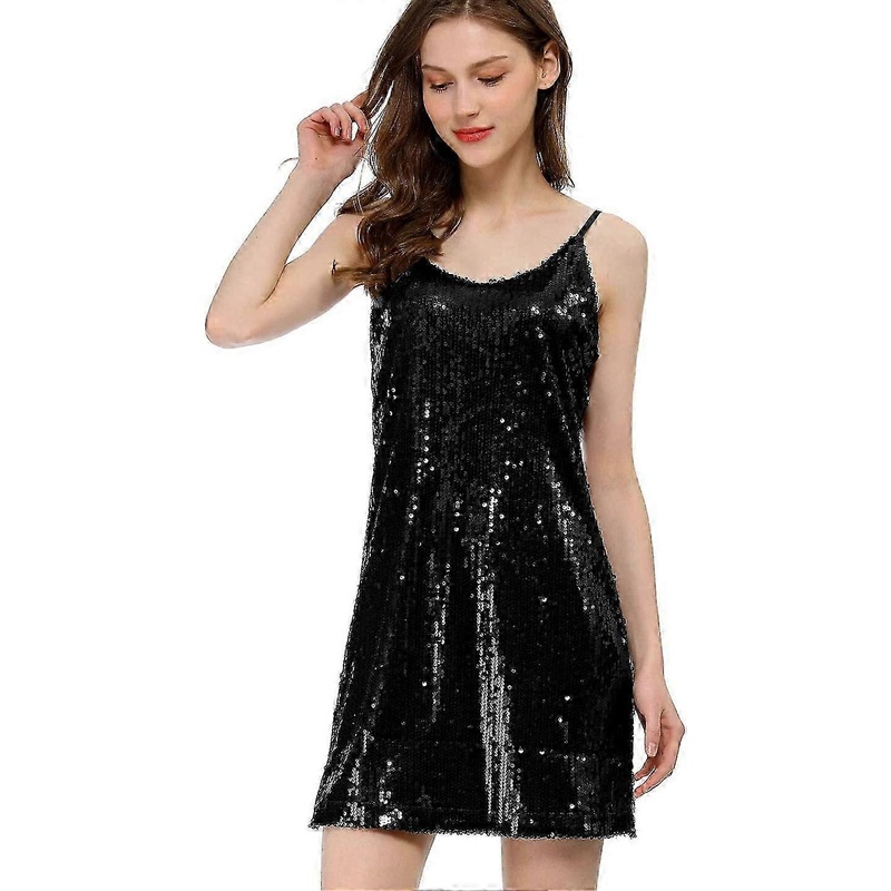 Allegra K Women s Halloween Glitter Sequin V Neck Spaghetti Strap Mini Party Dress Clubwear | Fruugo SG