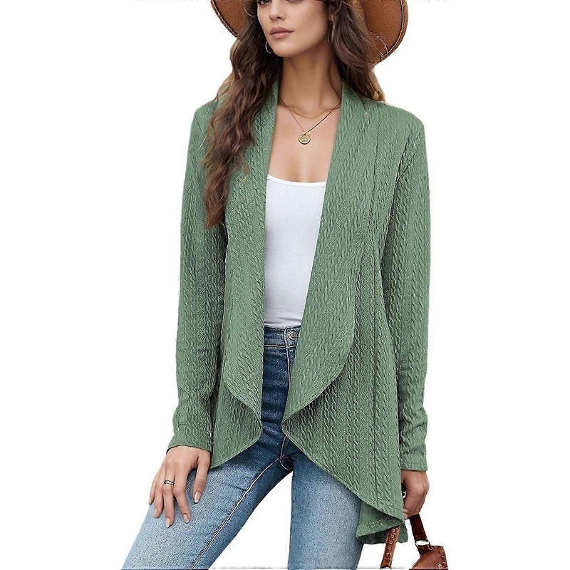 Casual Knit Cardigan Dark Green S | Fruugo SG