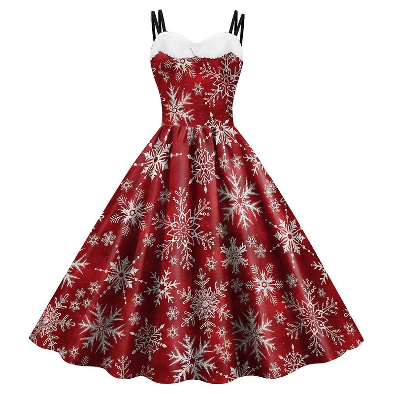 Christmas Dress Womens Summer Sleeveless Strappy Dress Beachwear Party Dress Swing Dress Casual Midi Dress  1023 L | Fruugo SG