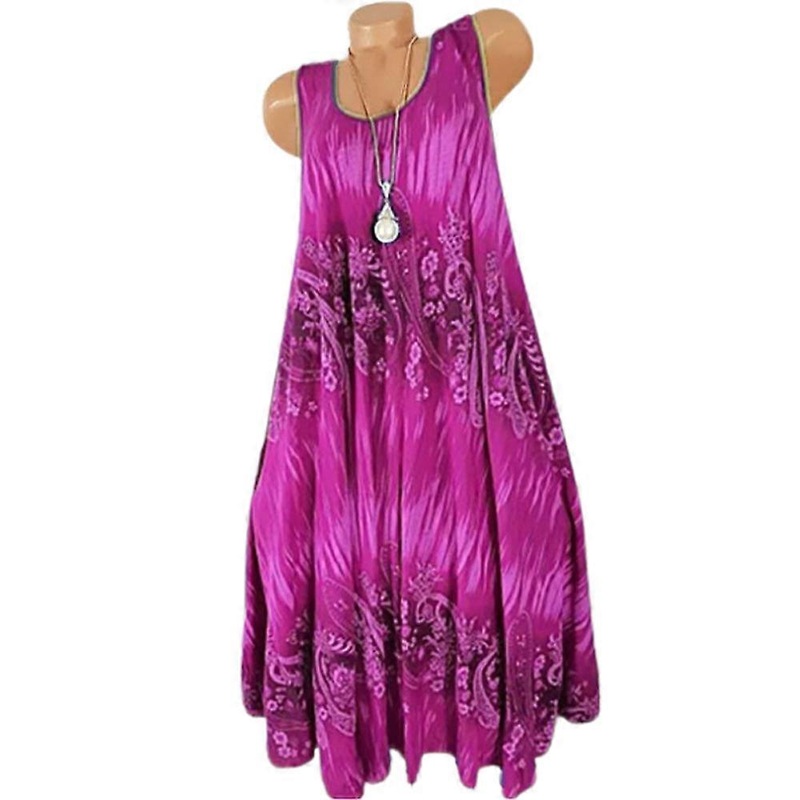Plus Size Women Floral Sleeveless T-Shirt Dress Ruffle Swing Dresses Summer Beach | Fruugo SG