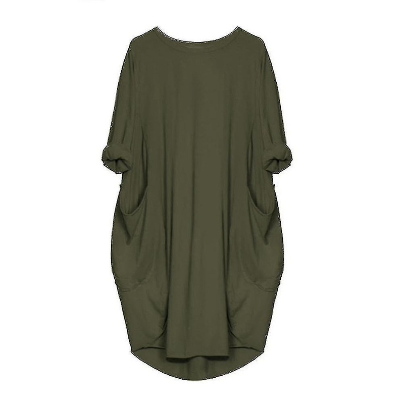 Women Plus Size Long Eeve Loose Midi Dress With Pockets | Fruugo SG