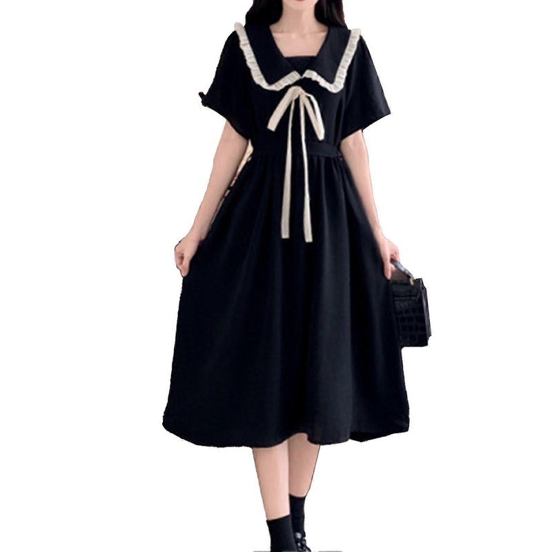 A Line Dress Short Sleeved Bow Front Sweet Style A Line Midi Dress for Women Lady Girl Summer | Fruugo SG