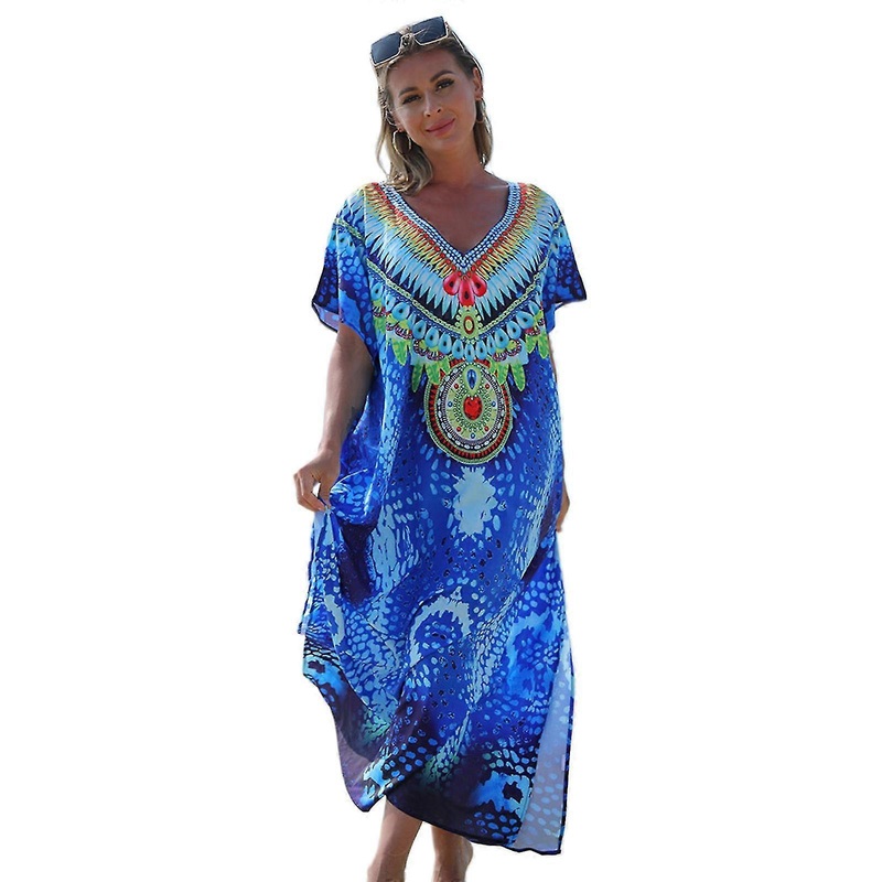 Bathing Suit Cover Up Colorful Kaftan Dress For Women Girls Long Bikini Coverup Maxi Dress Oversized Long Robe | Fruugo SG